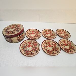 Tin Christmas Coaster Set